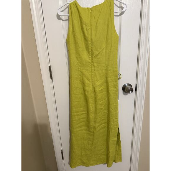 Magaschoni Linen Maxi Dress, Chartreuse, Women's Size 4, NWT - Picture 5 of 6